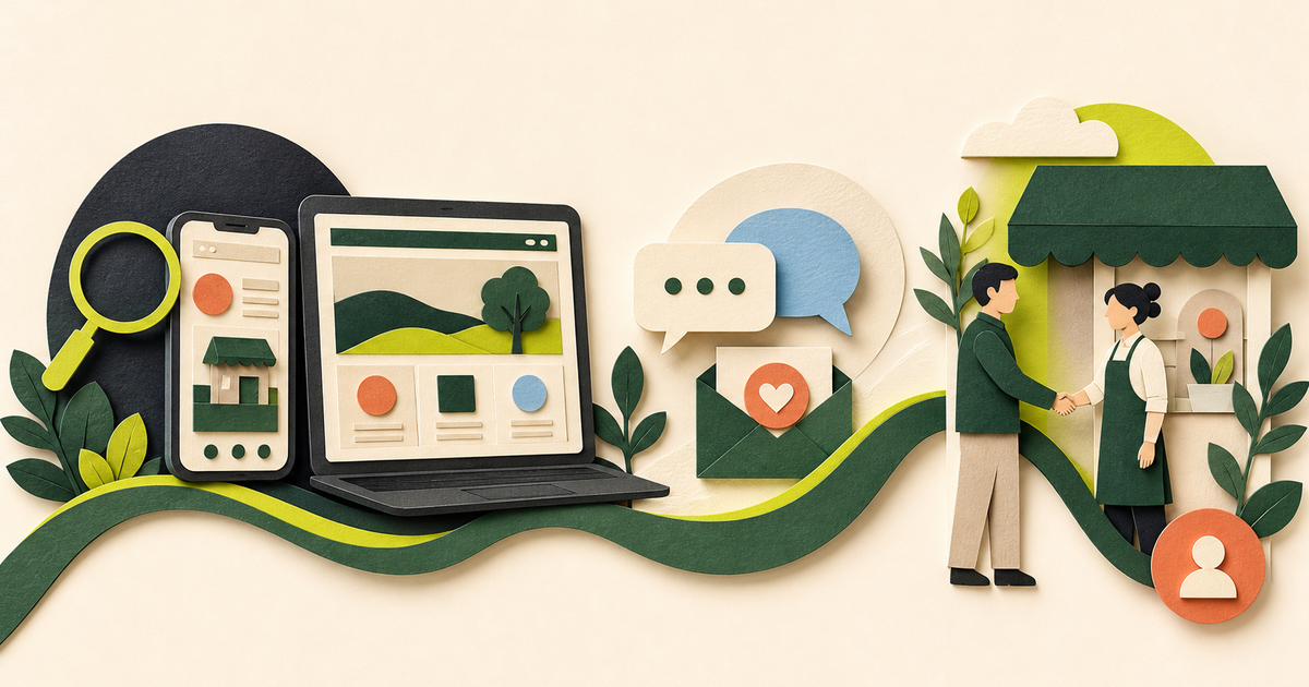 Online discovery, website visit and enquiry leading to a new customer relationship