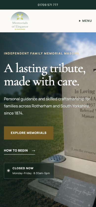 The redesigned homepage on mobile