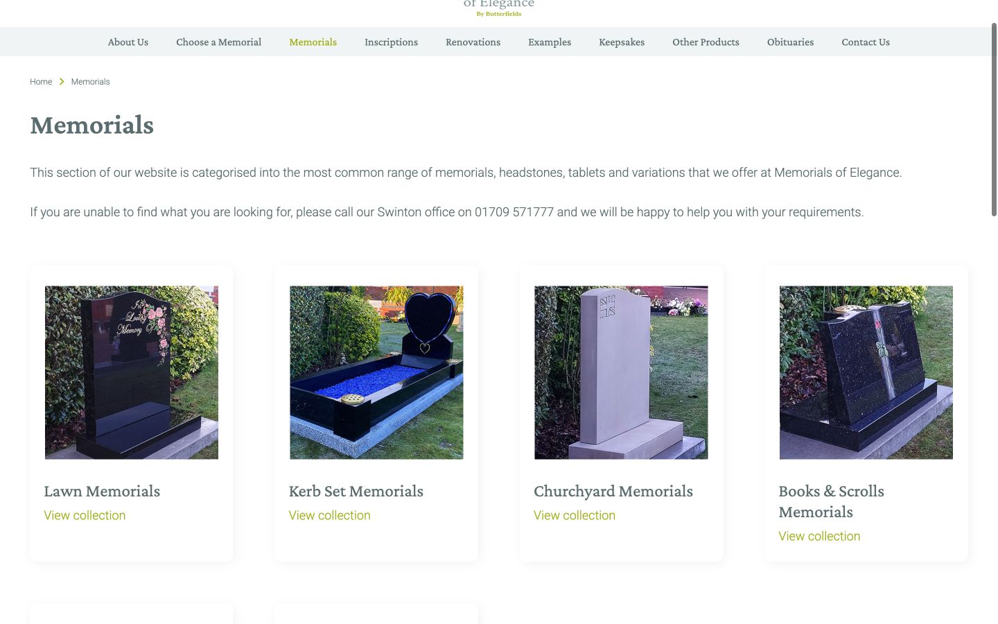 The old memorial catalogue category grid