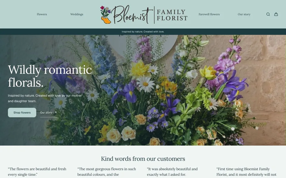Bloemist Family Florist’s bespoke storefront and floral branding