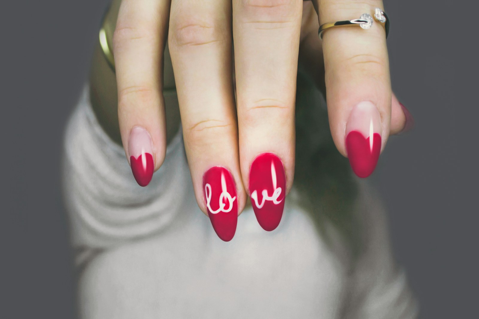 Close-up red nail art set